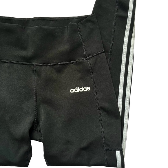 Adidas Leggings Three 3 Stripe Climalite Tights Athletic Lounge - Picture 6 of 13